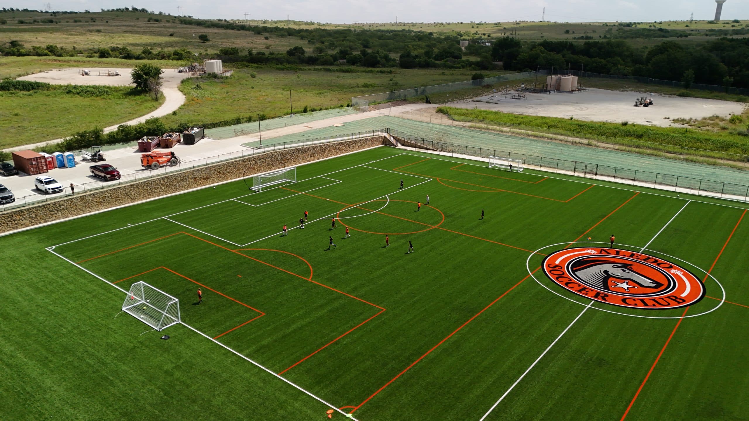 Aerial view of The Stable's soccer fields in Aledo, Texas